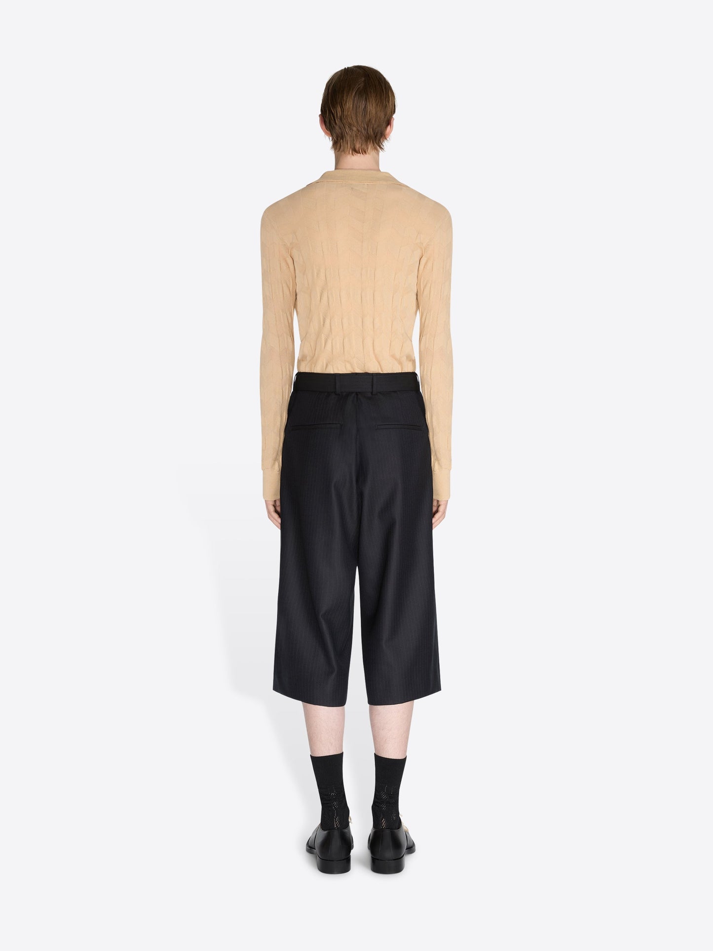 Belted Light Wool Shorts