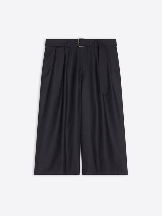 Belted Light Wool Shorts