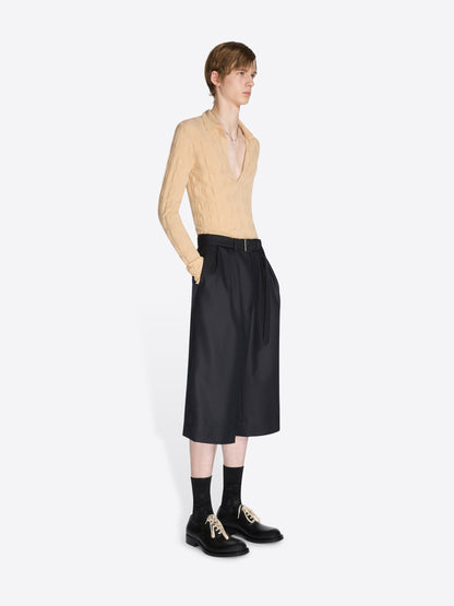 Belted Light Wool Shorts