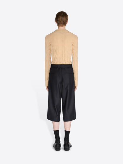 Belted Light Wool Shorts