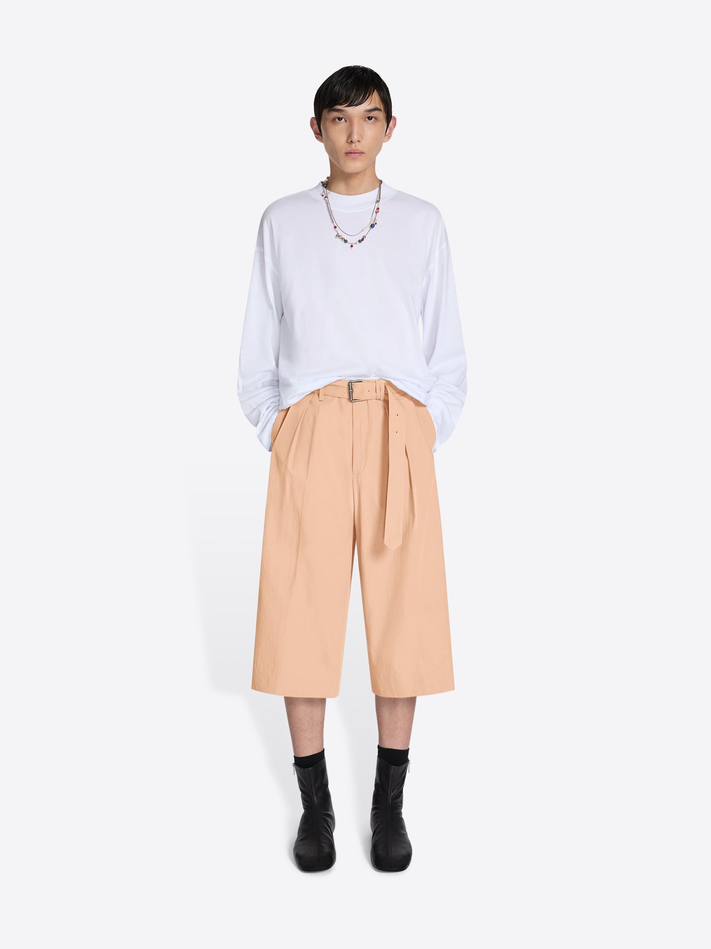 Belted Cotton Poplin Shorts