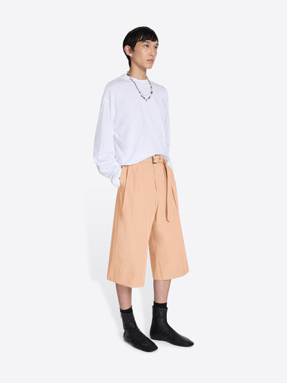 Belted Cotton Poplin Shorts