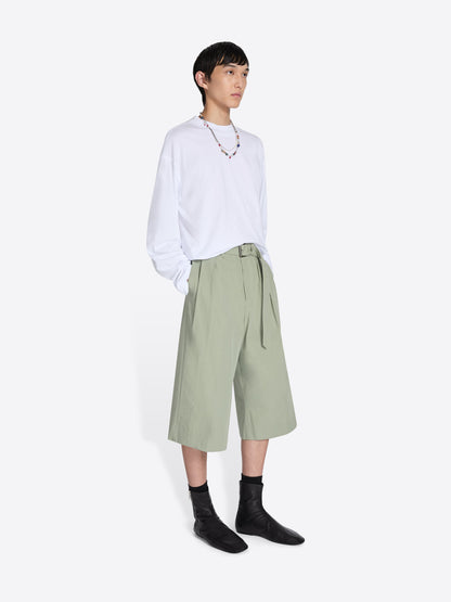 Belted Cotton Poplin Shorts