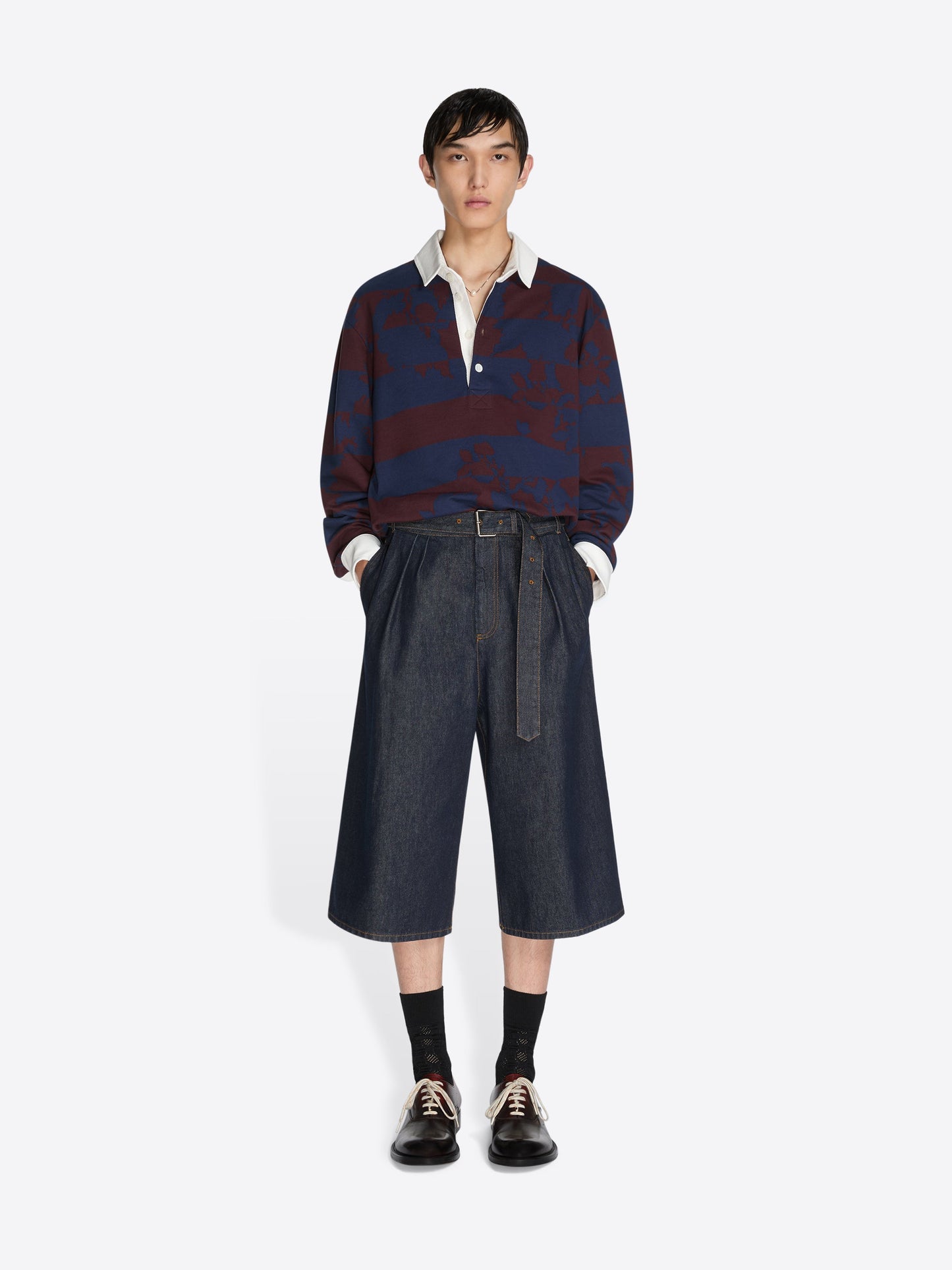 Belted Denim Shorts
