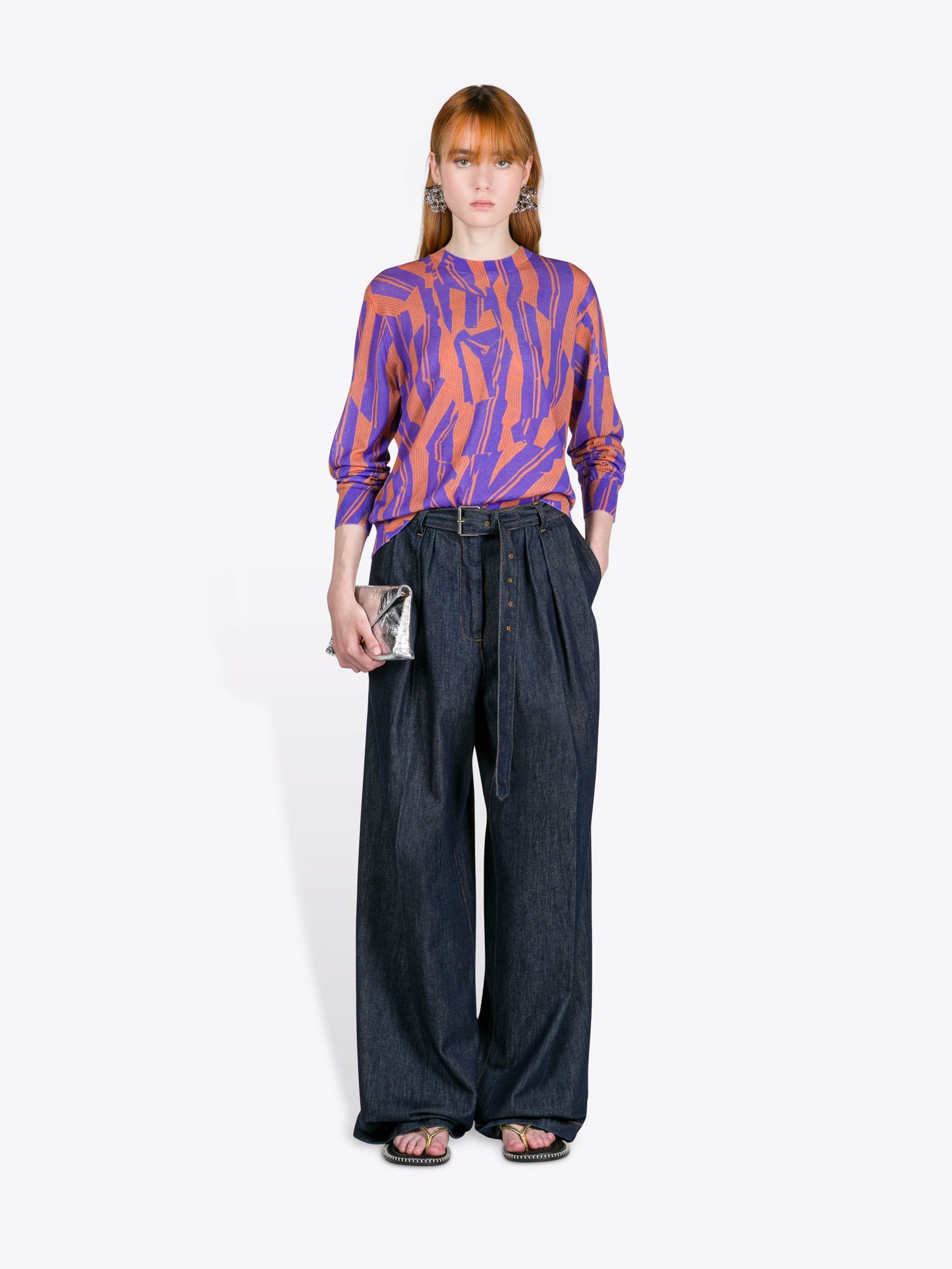 Belted Denim Pants