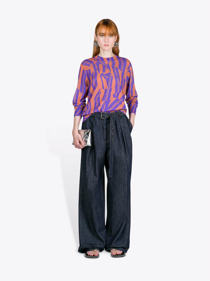 Belted Denim Pants