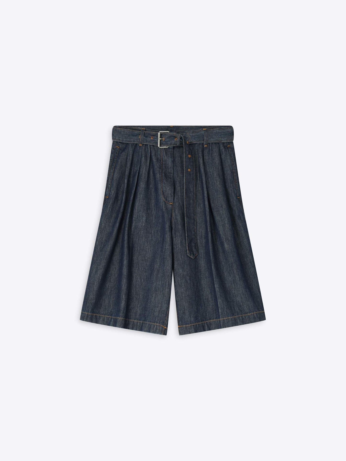 Belted Denim Shorts