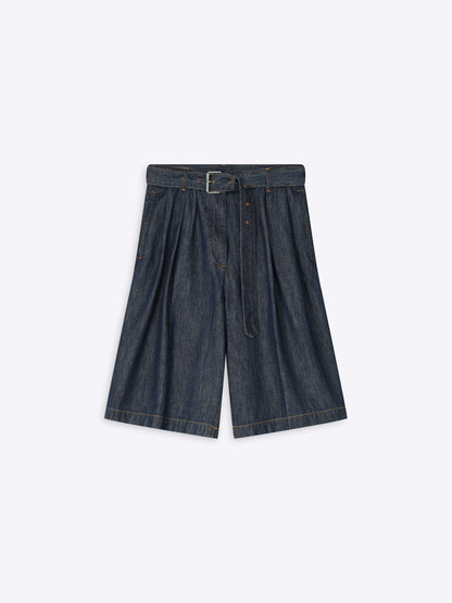 Belted Denim Shorts