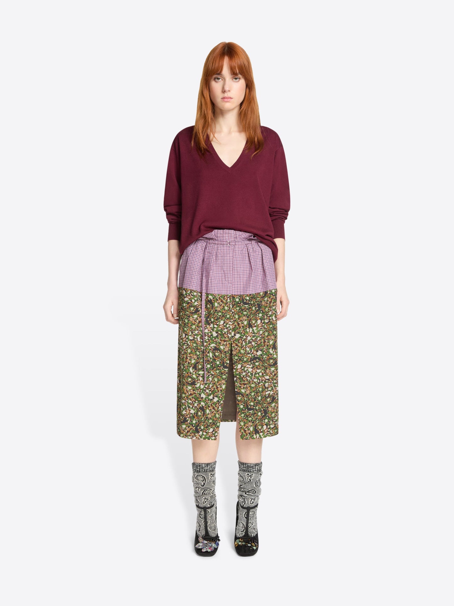 Belted Contrast Skirt