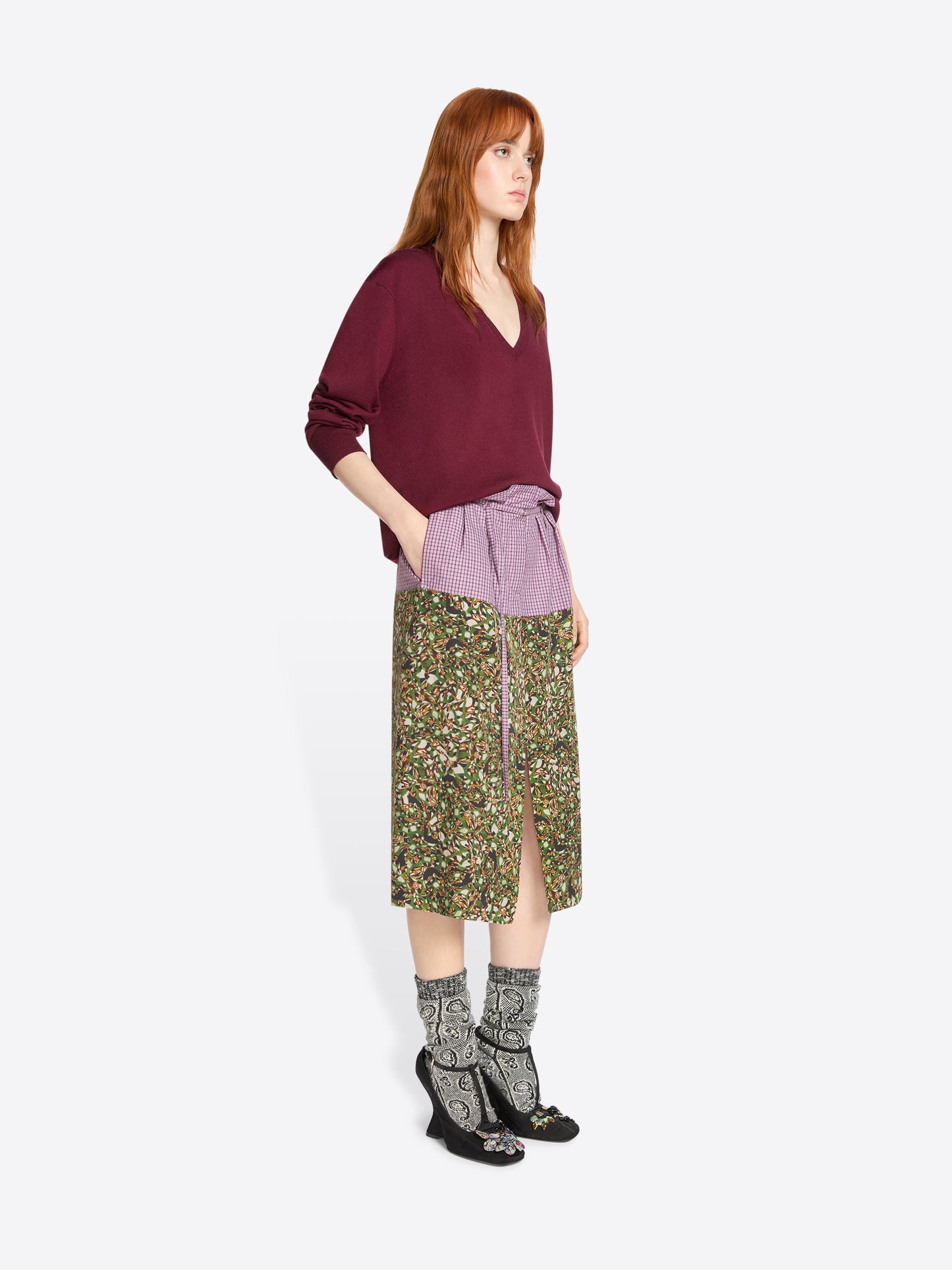Belted Contrast Skirt
